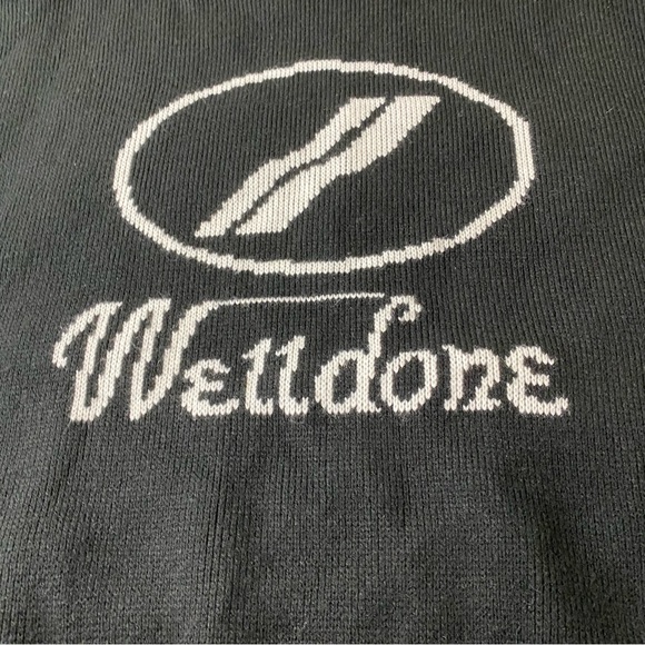 WELLDONE Jacquard Sweater Black Wool Blend Mens Size Medium - Picture 2 of 13